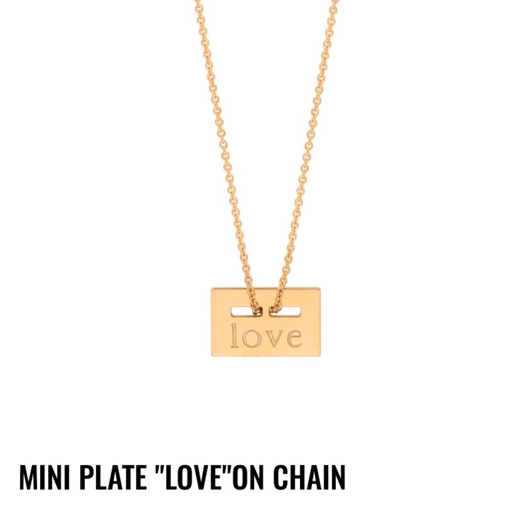 Ginette NY Love plate  necklace in 18K rose gold